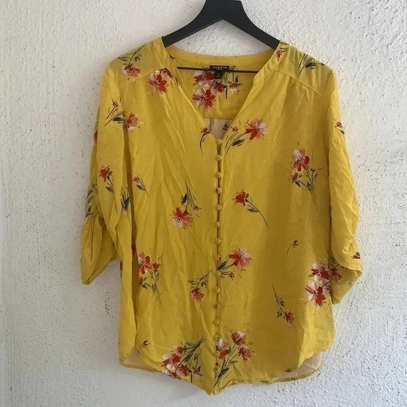 Torrid Harper Challis Button-Front 3/4 Sleeve Blouse Size 0X - Picture 2 of 6